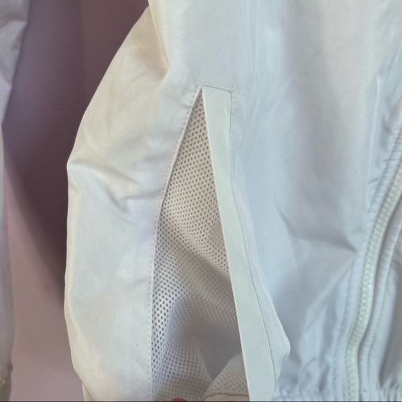 CHAMPION Girls White Hooded Logo Windbreaker Rain Jacket Pastel Logo Small - Picture 8 of 14